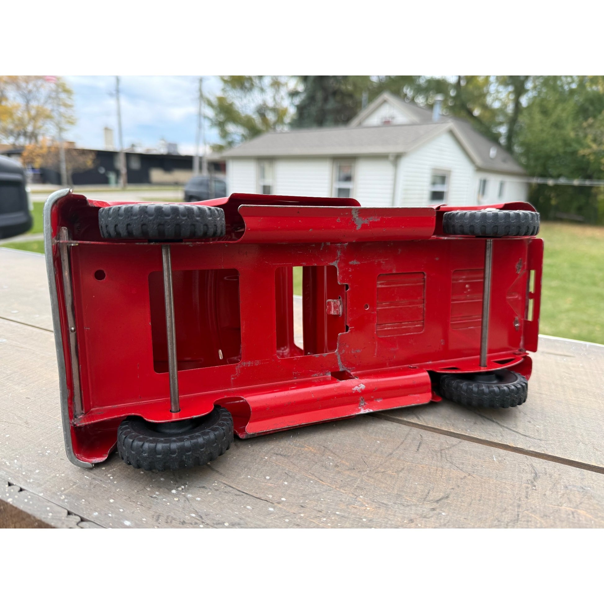 Vintage Tonka Red Stepside Pickup Truck Pressed Steel Toy
