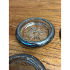 Set Of 4 Vintage Glass & Silver Plated Coasters W&S Blackinton 4" Diameter