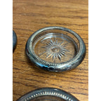 Set Of 4 Vintage Glass & Silver Plated Coasters W&S Blackinton 4" Diameter