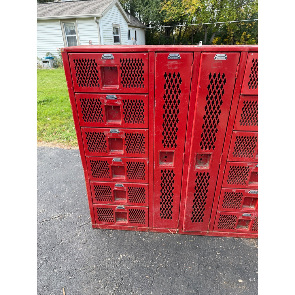 Vintage Red School Gym Locker Cubbies Garage Cabinet Storage