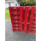 Vintage Red School Gym Locker Cubbies Garage Cabinet Storage