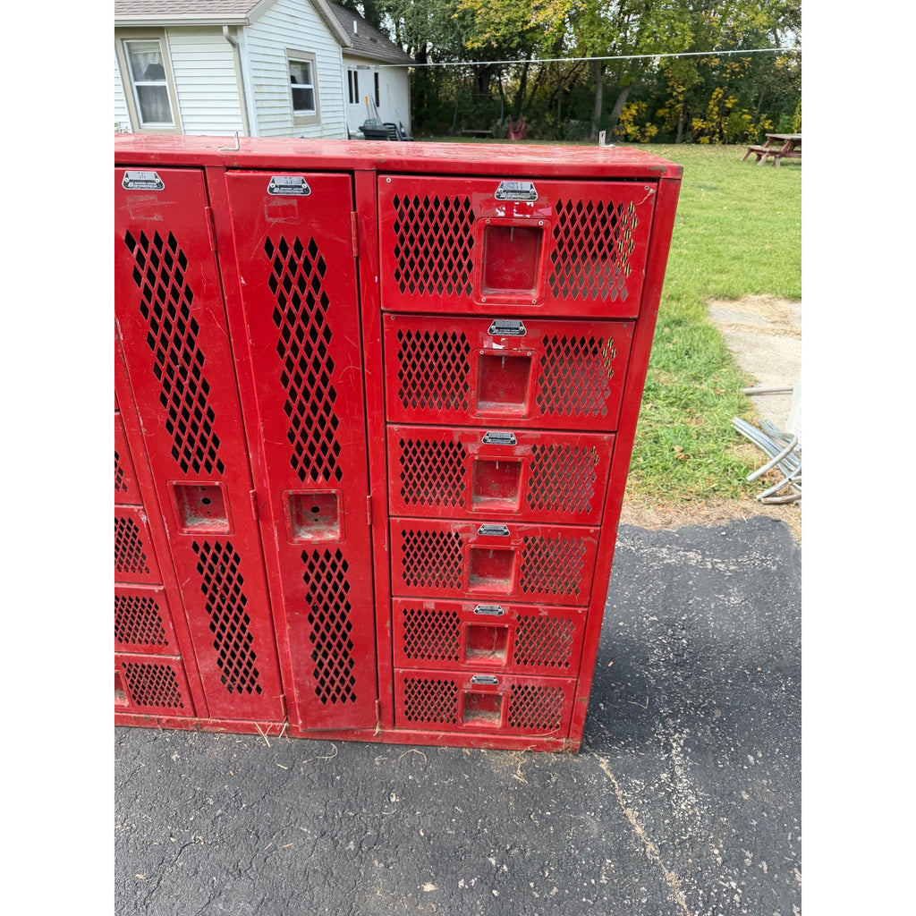 Vintage Red School Gym Locker Cubbies Garage Cabinet Storage