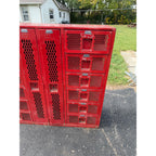 Vintage Red School Gym Locker Cubbies Garage Cabinet Storage