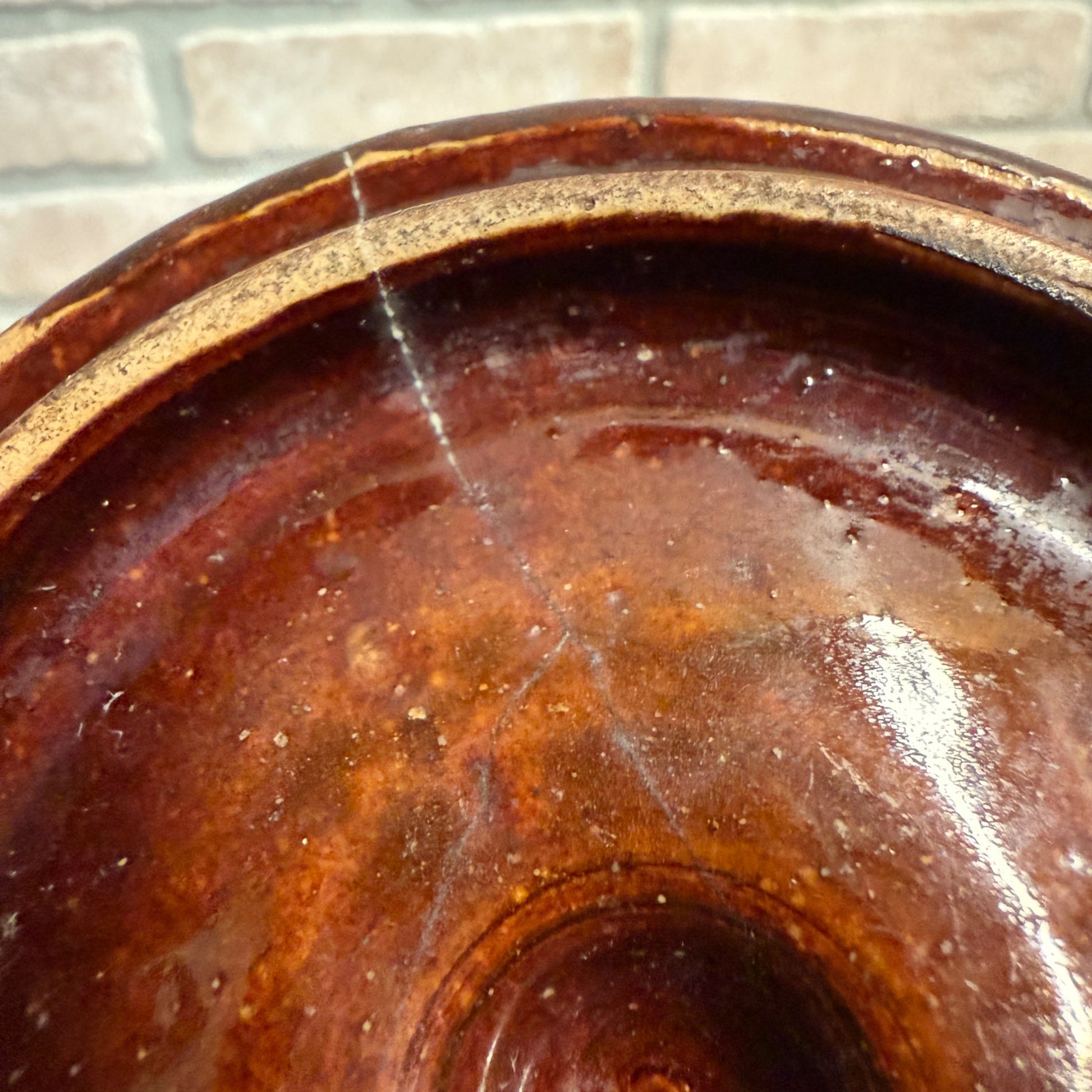 Vintage Storeware Crock Lid Bean Pot Lid Brown "B" - 4.75" Diameter - Tobacco?