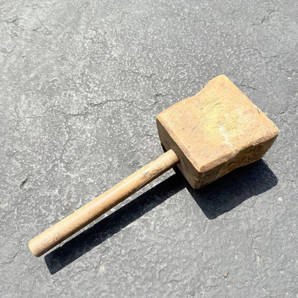 Antique Primitive 19th c. Wooden Mallet Well Worn Distressed Farm Tool