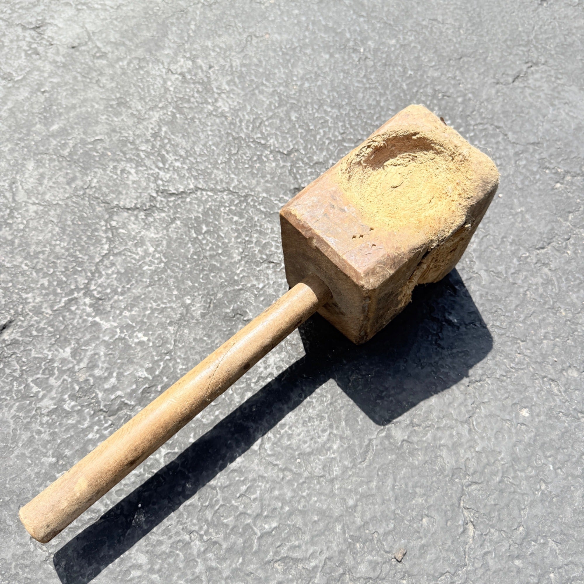 Antique Primitive 19th c. Wooden Mallet Well Worn Distressed Farm Tool
