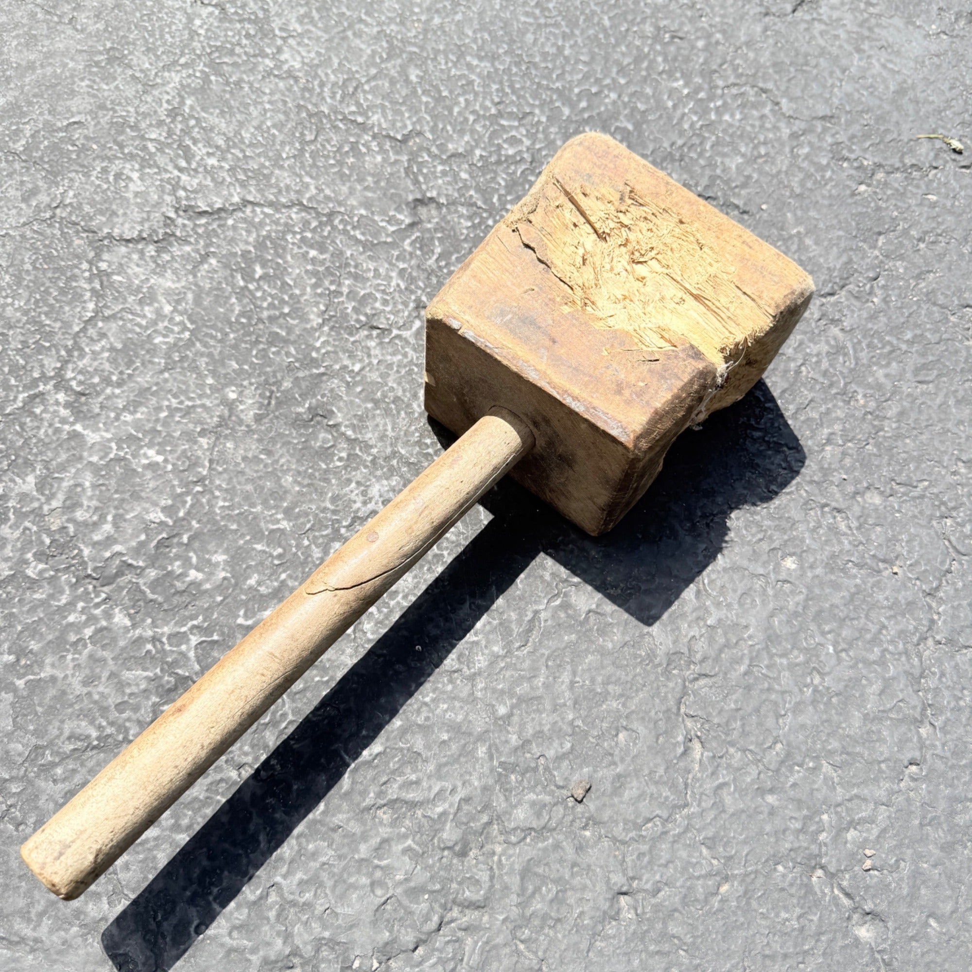 Antique Primitive 19th c. Wooden Mallet Well Worn Distressed Farm Tool