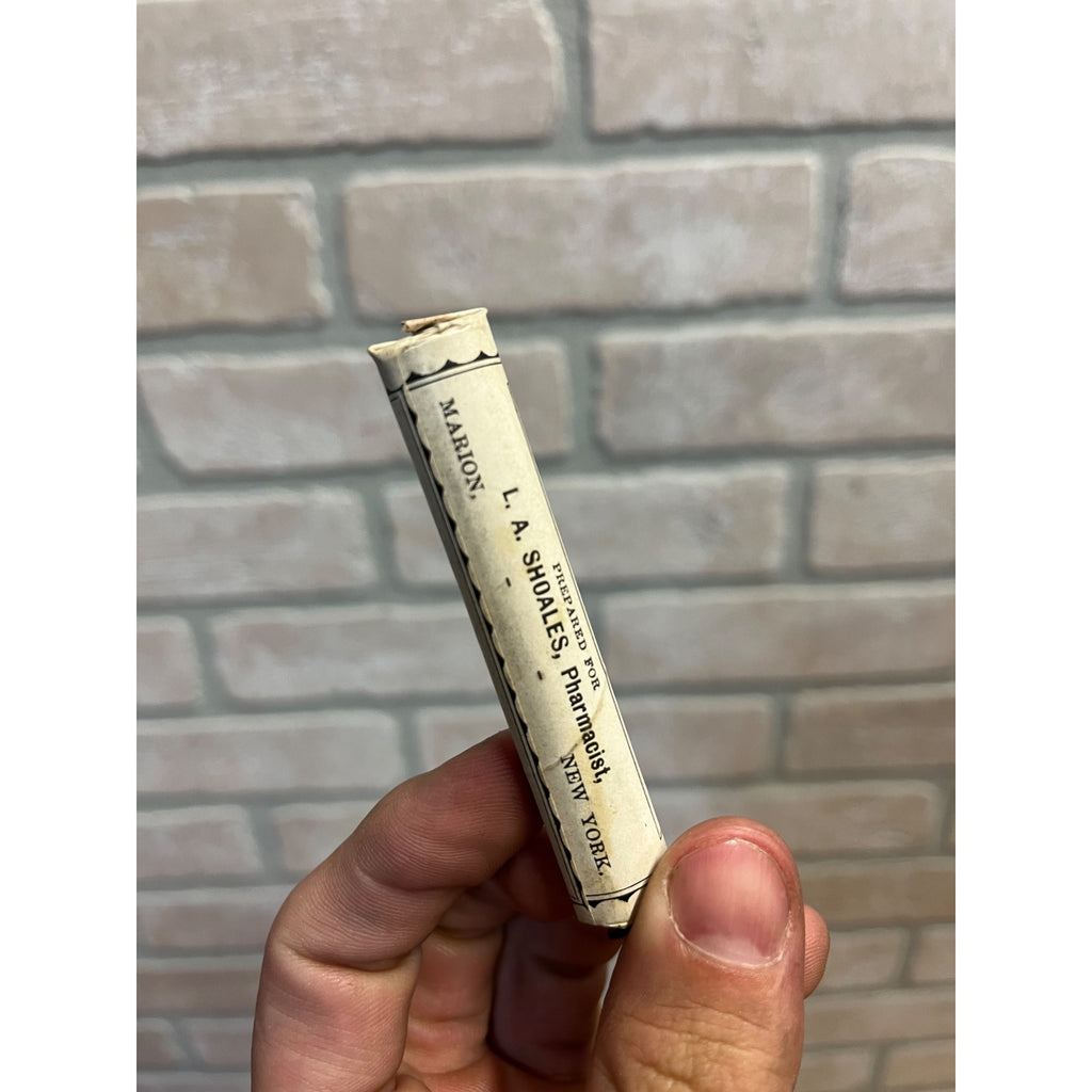Antique L A Shoales Liver Granules Druggist Pharmacy Paper Tube Marion NY Unopened