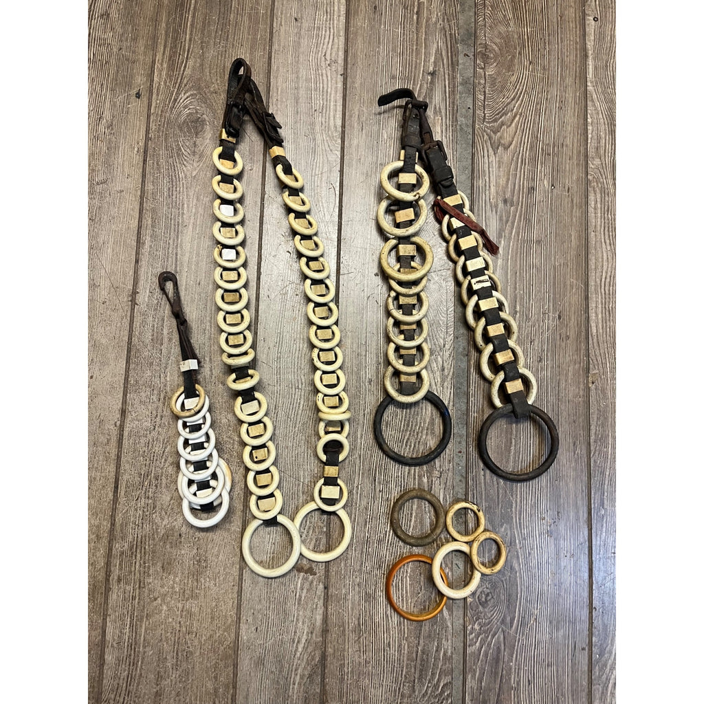 Vintage Huge Lot Draft Horse Harness Leather Line Spreader Rings Leather