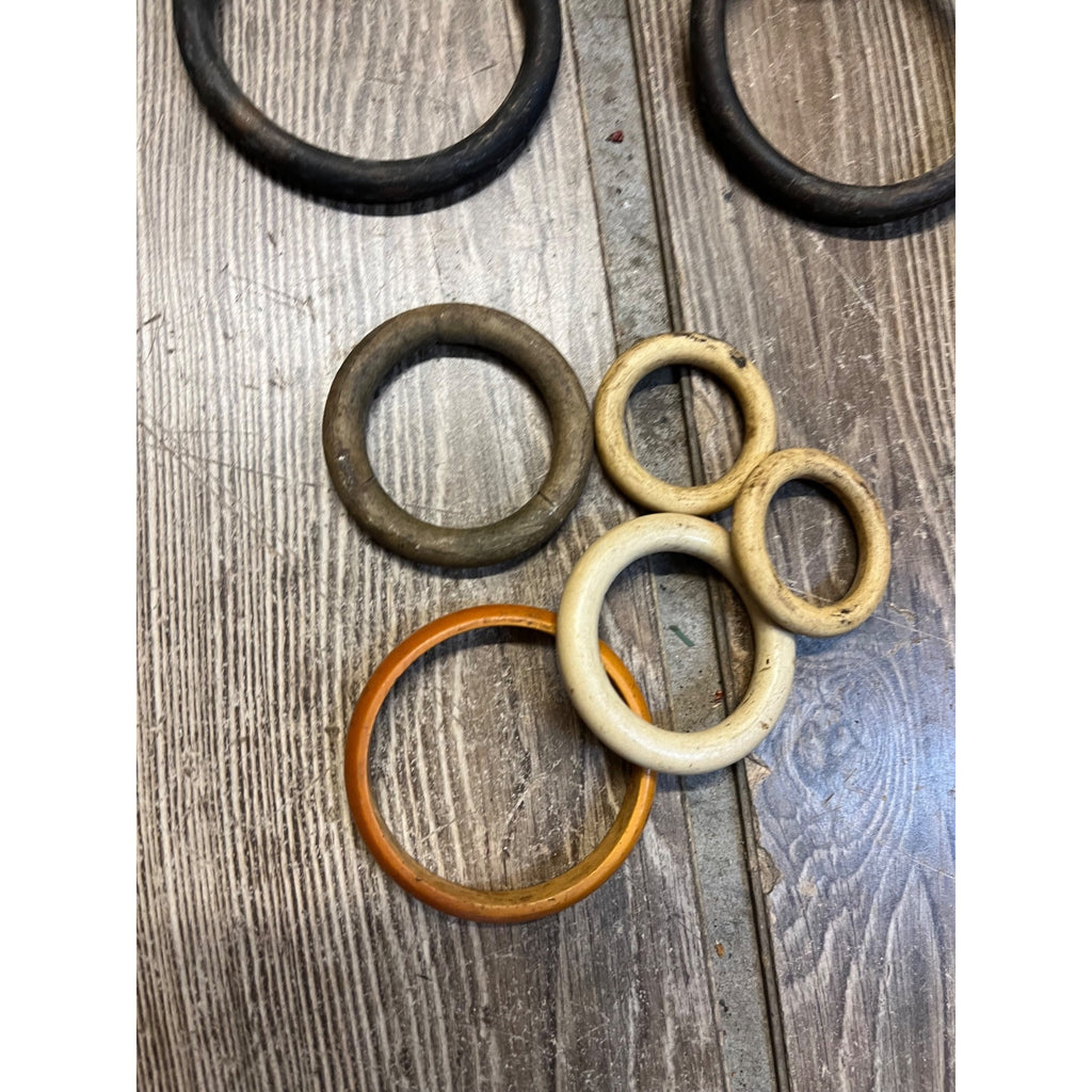 Vintage Huge Lot Draft Horse Harness Leather Line Spreader Rings Leather