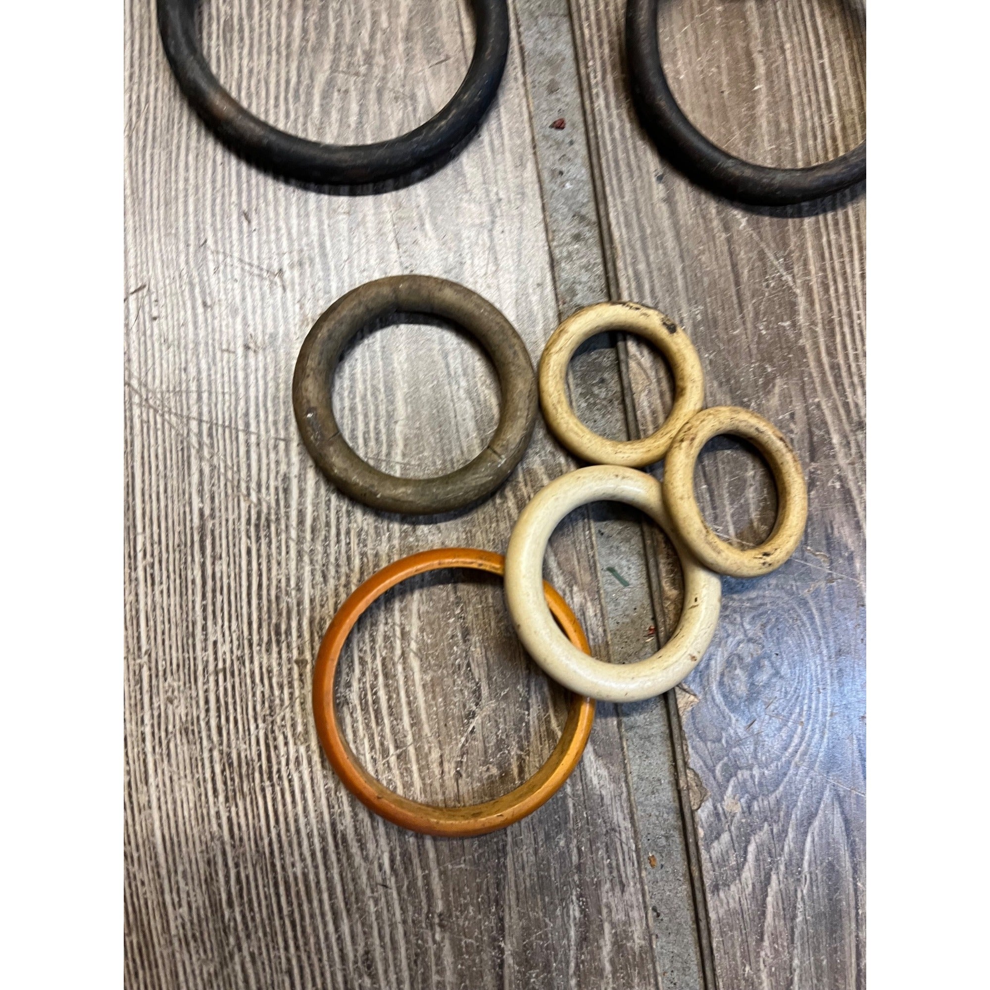 Vintage Huge Lot Draft Horse Harness Leather Line Spreader Rings Leather