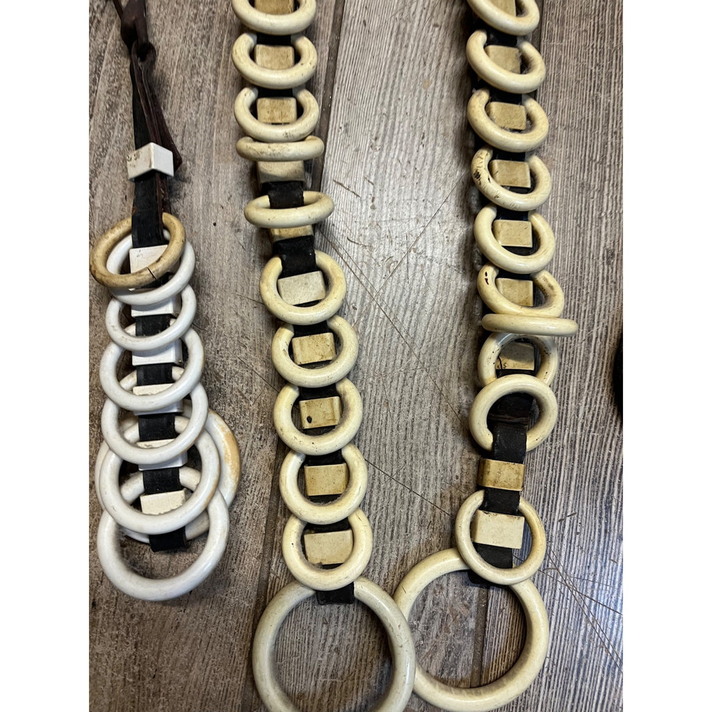 Vintage Huge Lot Draft Horse Harness Leather Line Spreader Rings Leather