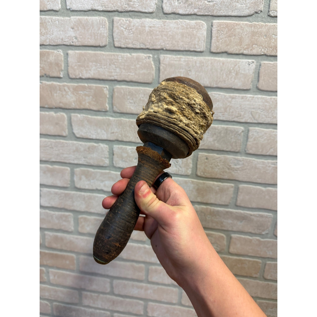 Vintage 4lb 7oz Cast Iron Layered Rawhide Leather Maul Bell Mallet Hammer