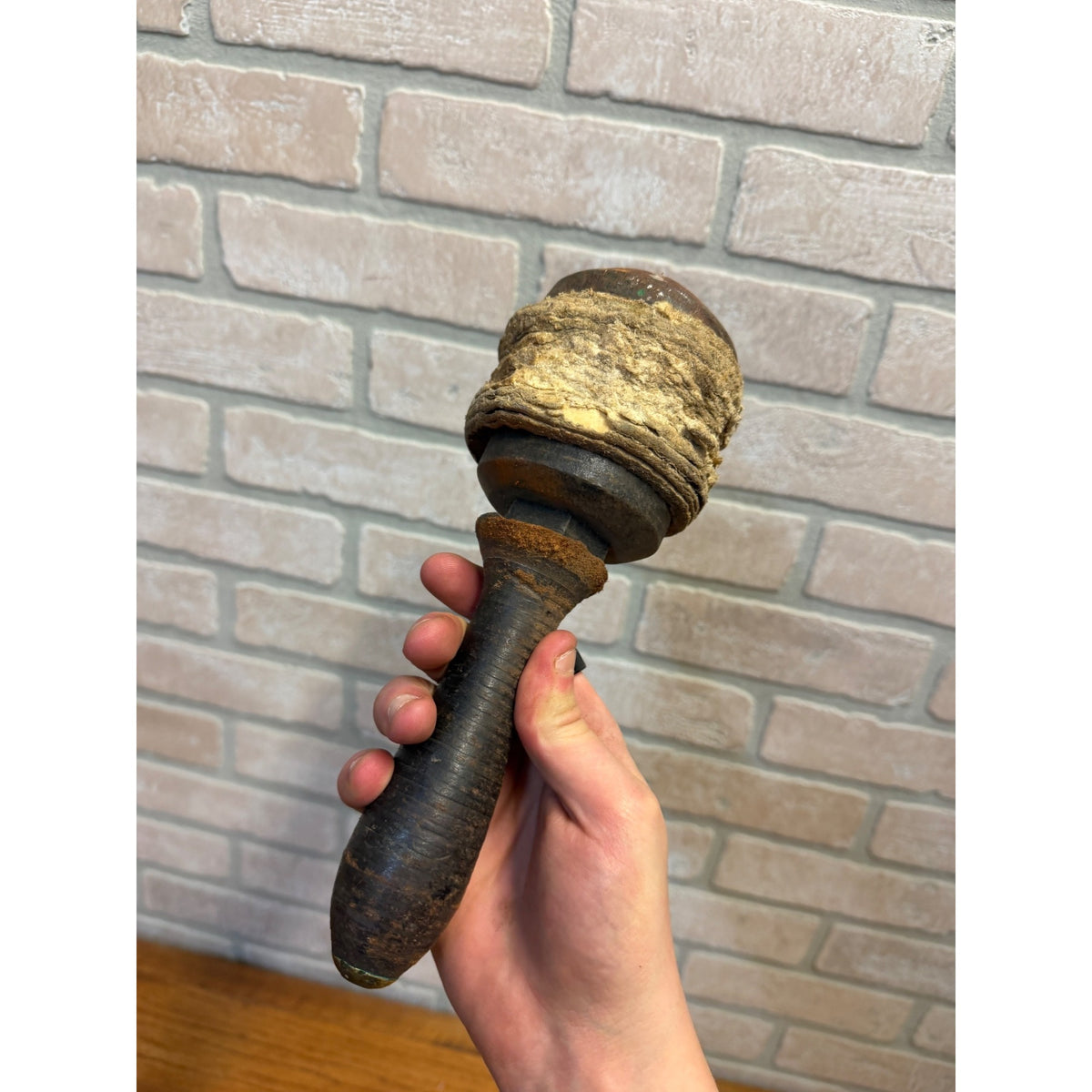Vintage 4lb 7oz Cast Iron Layered Rawhide Leather Maul Bell Mallet Hammer