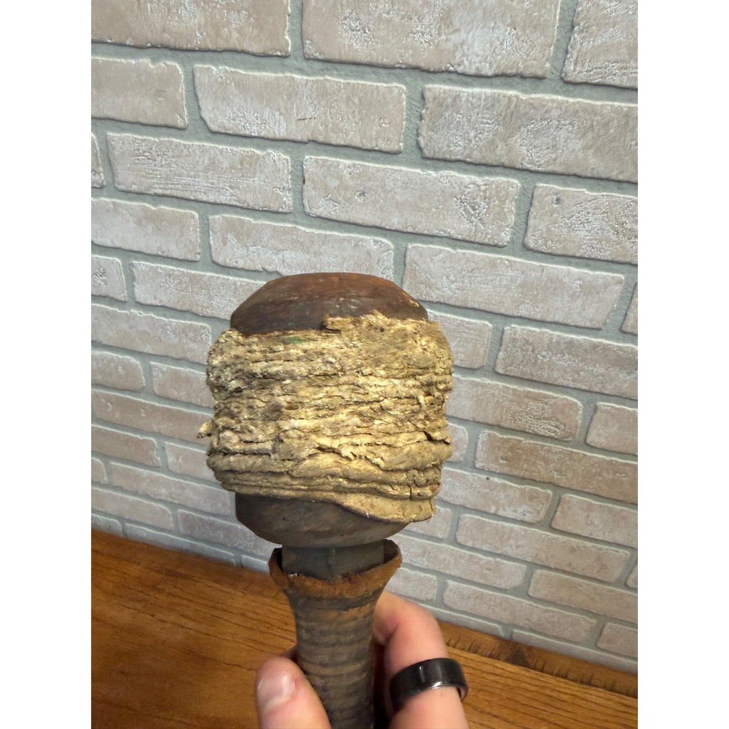 Vintage 4lb 7oz Cast Iron Layered Rawhide Leather Maul Bell Mallet Hammer
