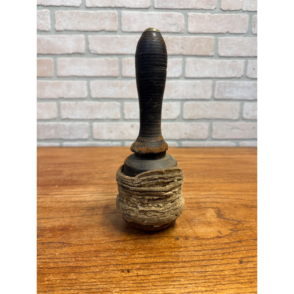 Vintage 4lb 7oz Cast Iron Layered Rawhide Leather Maul Bell Mallet Hammer