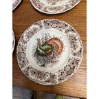 Vintage Windsor Ware Glazed Wild Turkey Dinner Plates Set of Four (4) Johnson Bros. England Thanksgiving