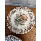 Vintage Windsor Ware Glazed Wild Turkey Dinner Plates Set of Four (4) Johnson Bros. England Thanksgiving