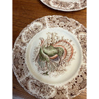 Vintage Windsor Ware Glazed Wild Turkey Dinner Plates Set of Four (4) Johnson Bros. England Thanksgiving