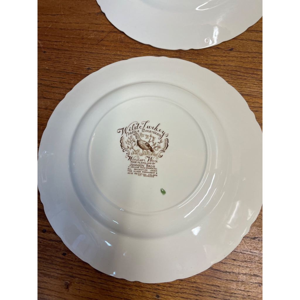 Vintage Windsor Ware Glazed Wild Turkey Dinner Plates Set of Four (4) Johnson Bros. England Thanksgiving