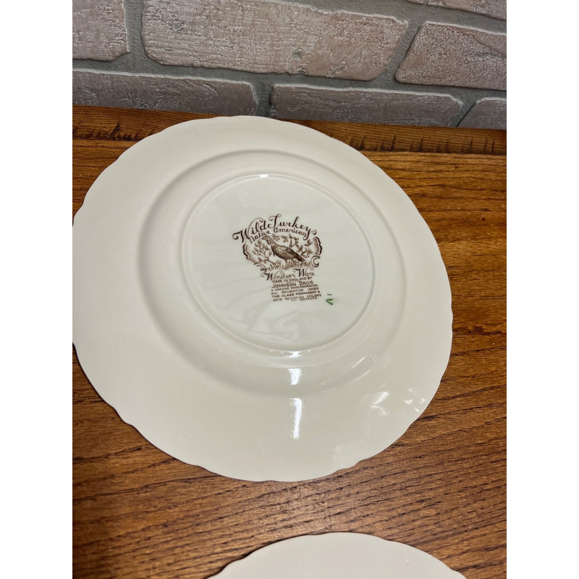 Vintage Windsor Ware Glazed Wild Turkey Dinner Plates Set of Four (4) Johnson Bros. England Thanksgiving