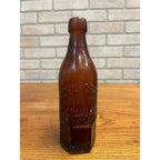 John Graf c1880s Milwaukee Wis Amber Brown Soda Bottle Blob Top Octagon Base