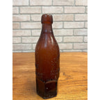 John Graf c1880s Milwaukee Wis Amber Brown Soda Bottle Blob Top Octagon Base