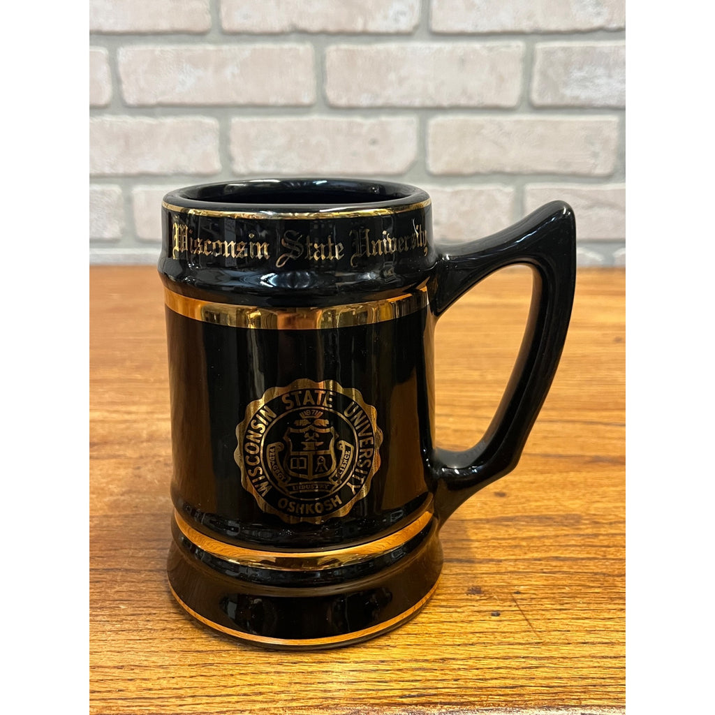Vintage Large 1960's Wisconsin State University Oshkosh Ceramic Stein Or Tankard Mug WSU