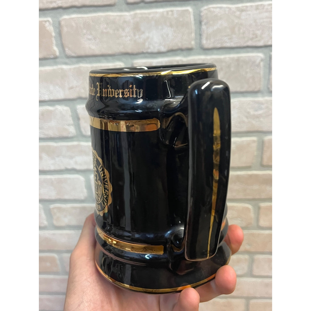 Vintage Large 1960's Wisconsin State University Oshkosh Ceramic Stein Or Tankard Mug WSU