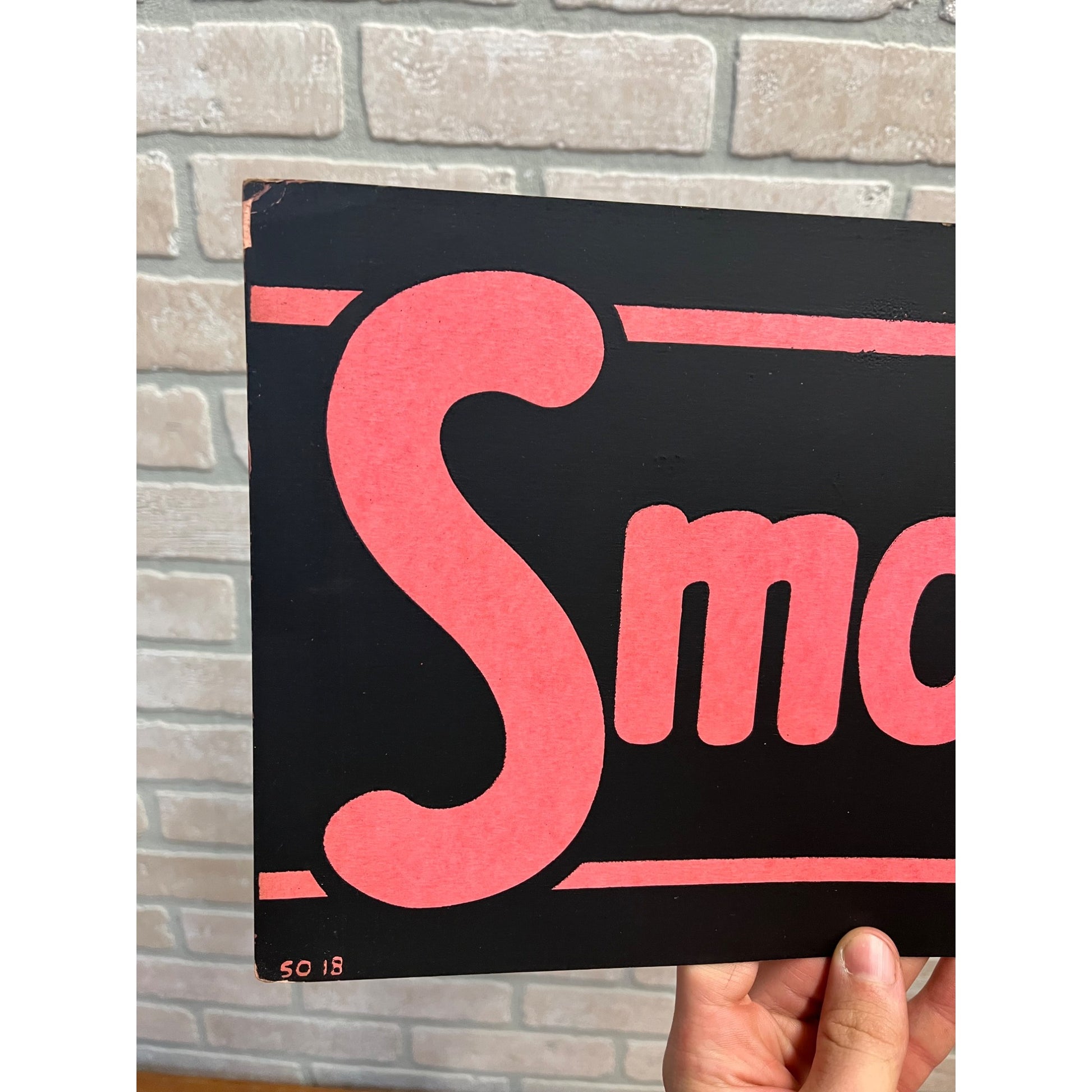 Vintage 1940s "Smokes" Cigarettes Cigar Window Advertising Store Trade Sign