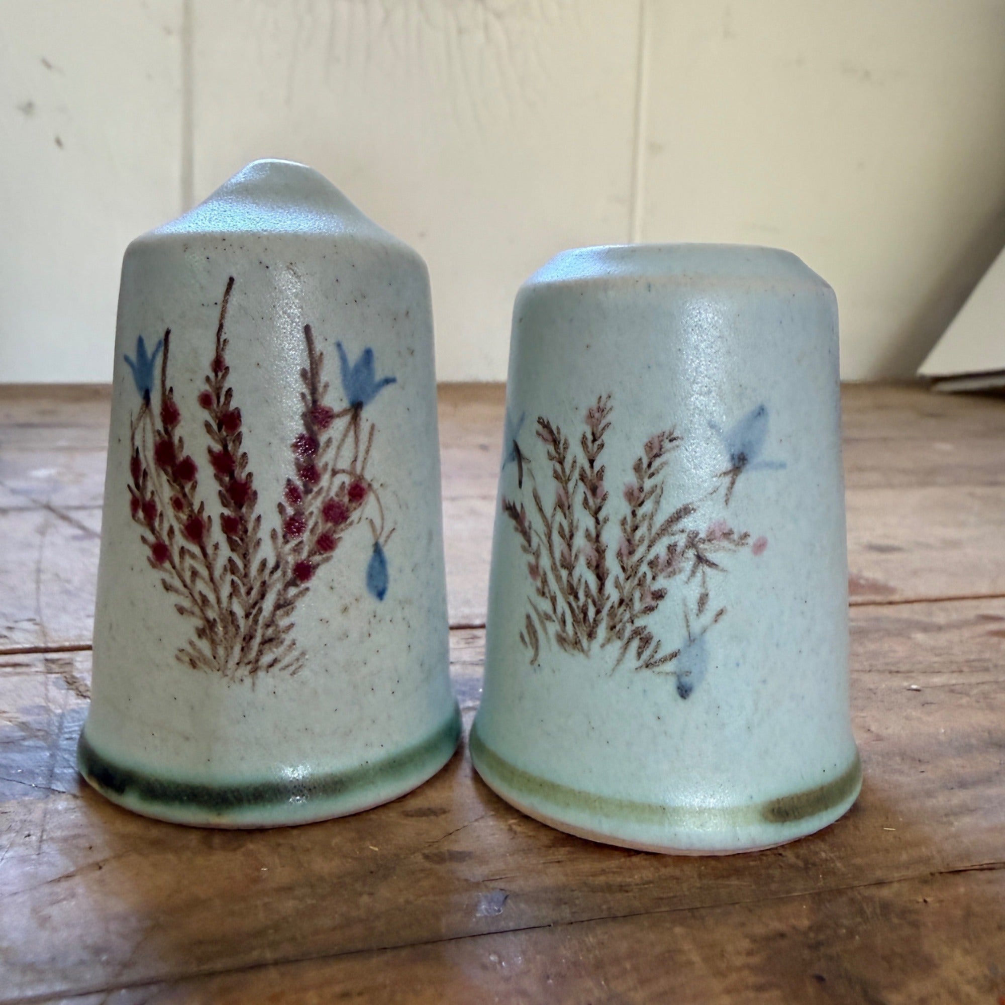 Buchan Thistle Serving  Scotland Stoneware Pottery Salt Pepper Shakers