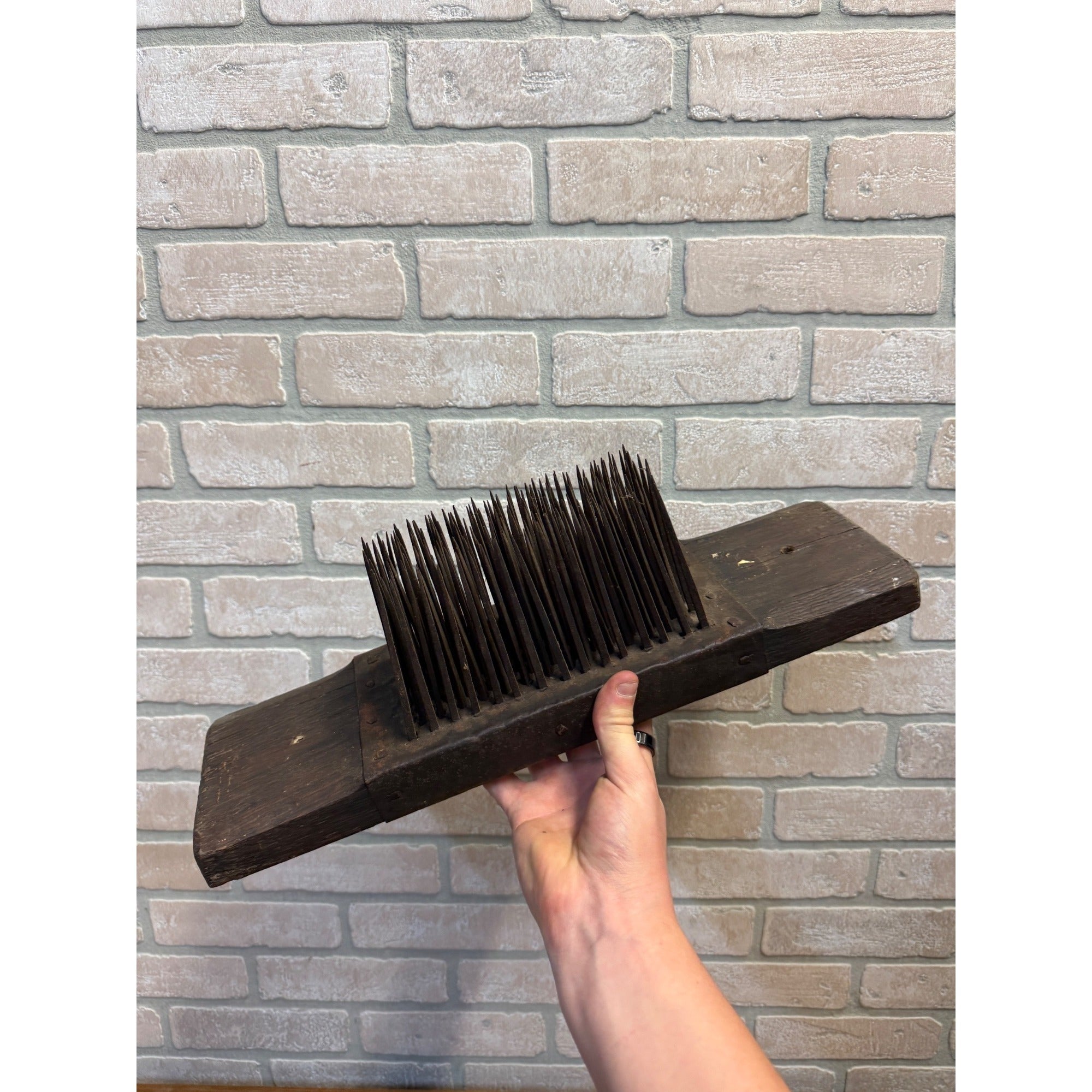 Antique Flax Hetchel Farm Tool Hatchel Hackle Primitive Wool Comb Carder Halloween Prop