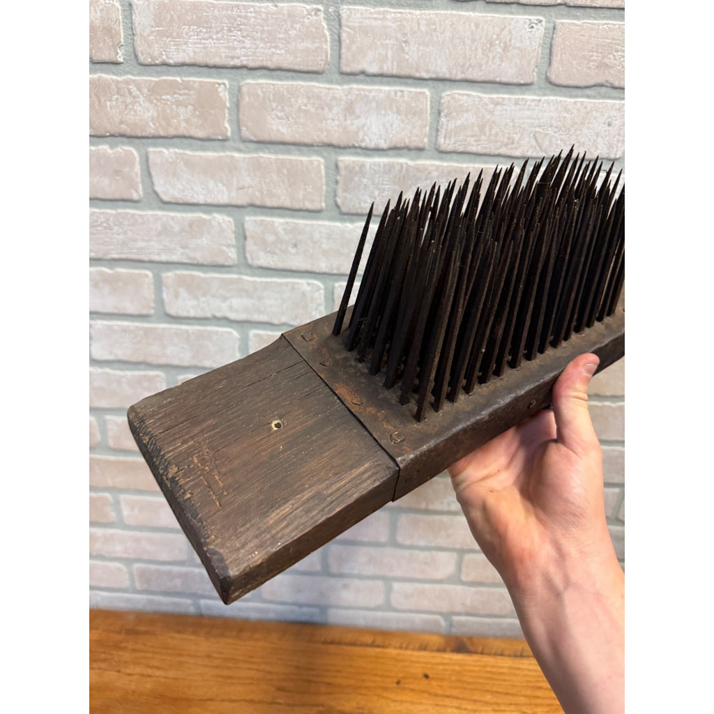 Antique Flax Hetchel Farm Tool Hatchel Hackle Primitive Wool Comb Carder Halloween Prop