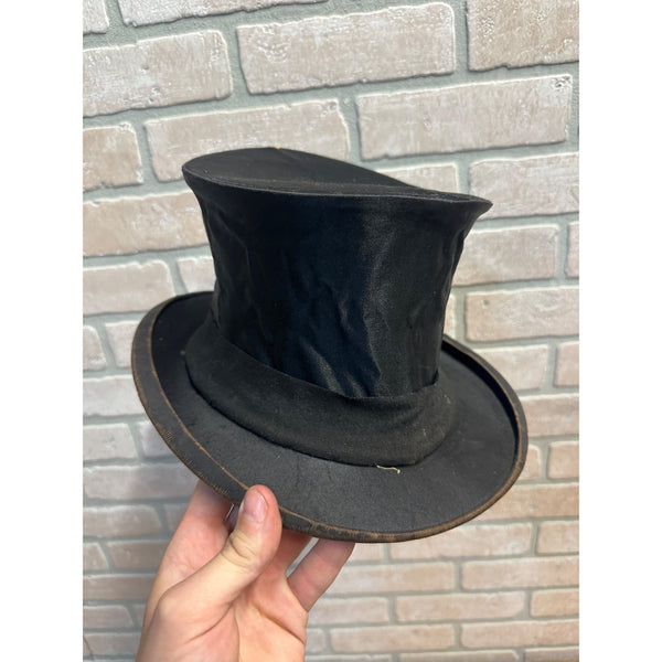 Antique 1920s Browning & King Black Collapsible Accordion Top Hat Men's
