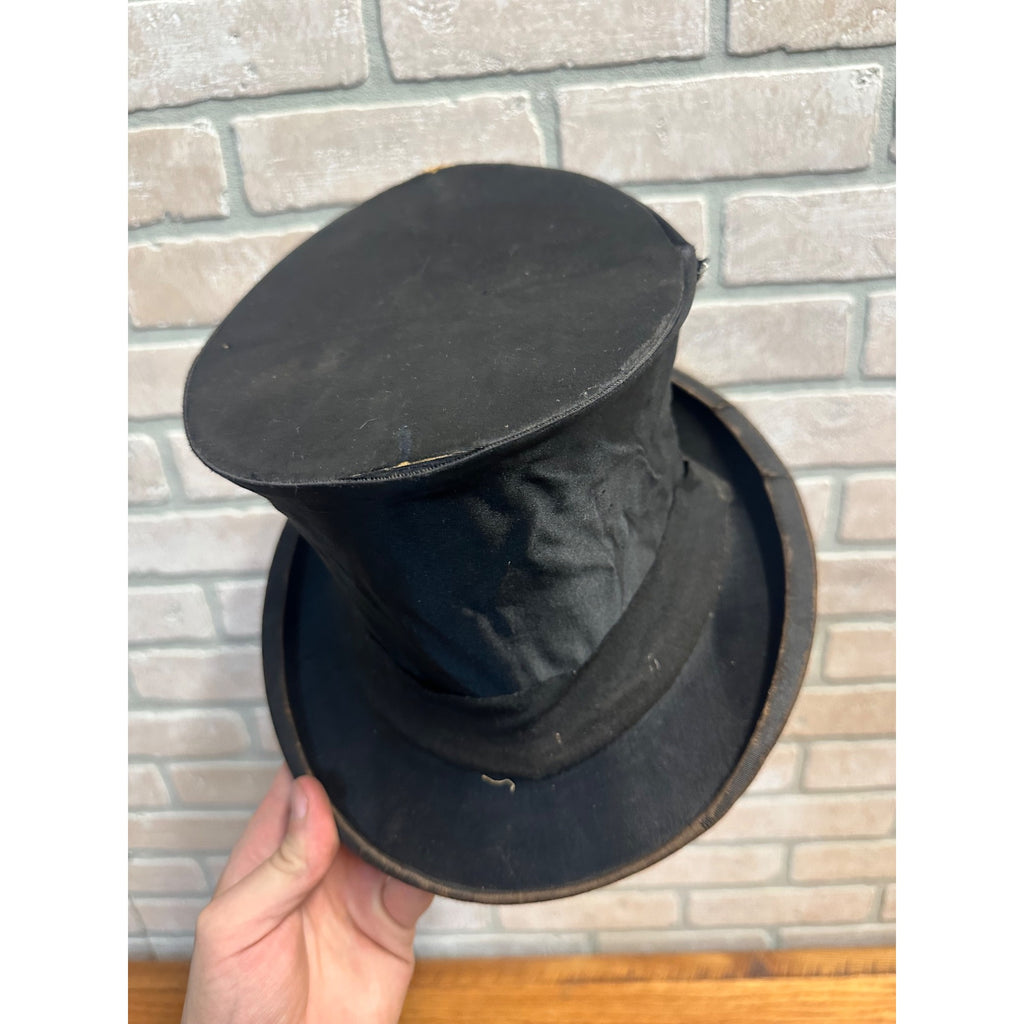 Antique 1920s Browning & King Black Collapsible Accordion Top Hat Men's