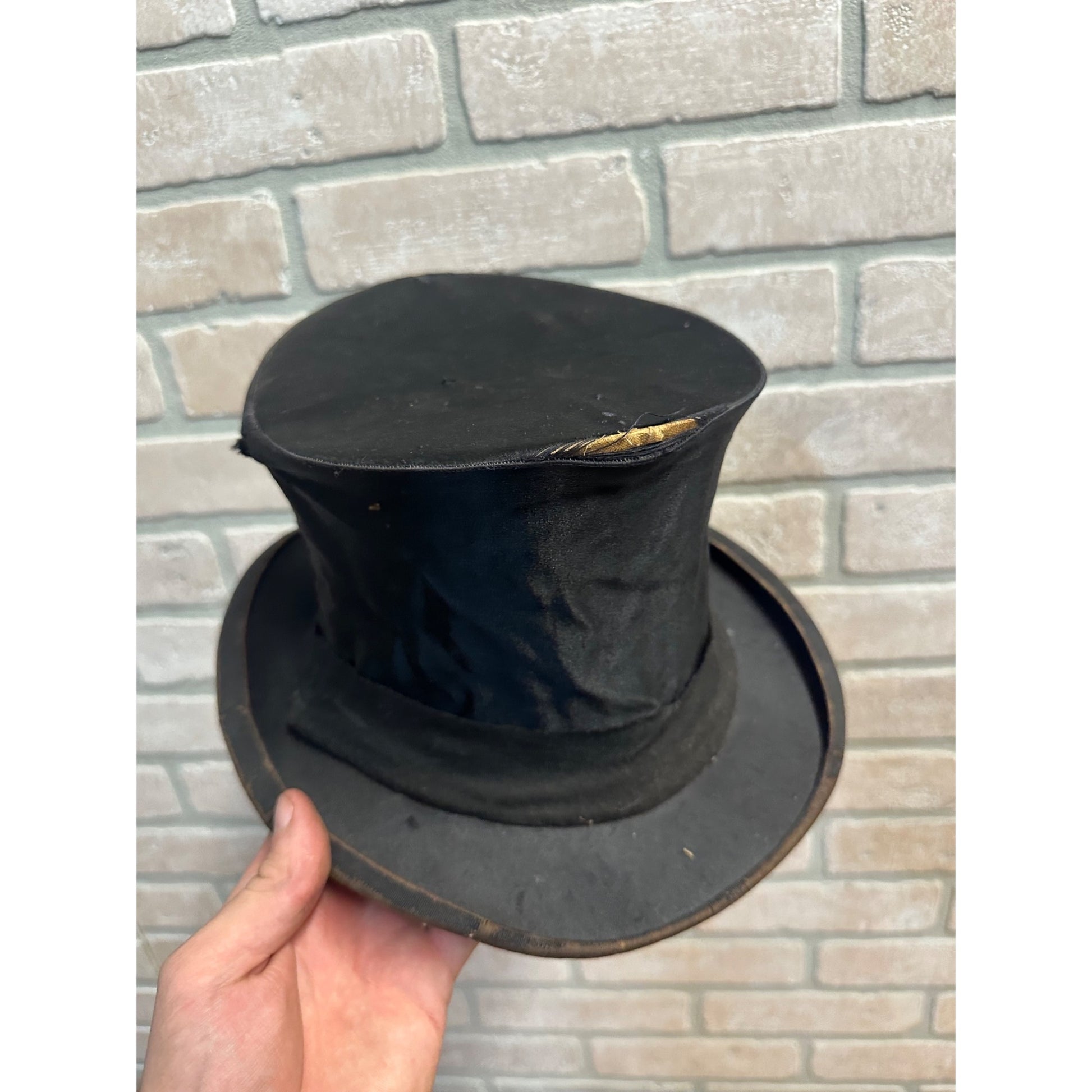 Antique 1920s Browning & King Black Collapsible Accordion Top Hat Men's