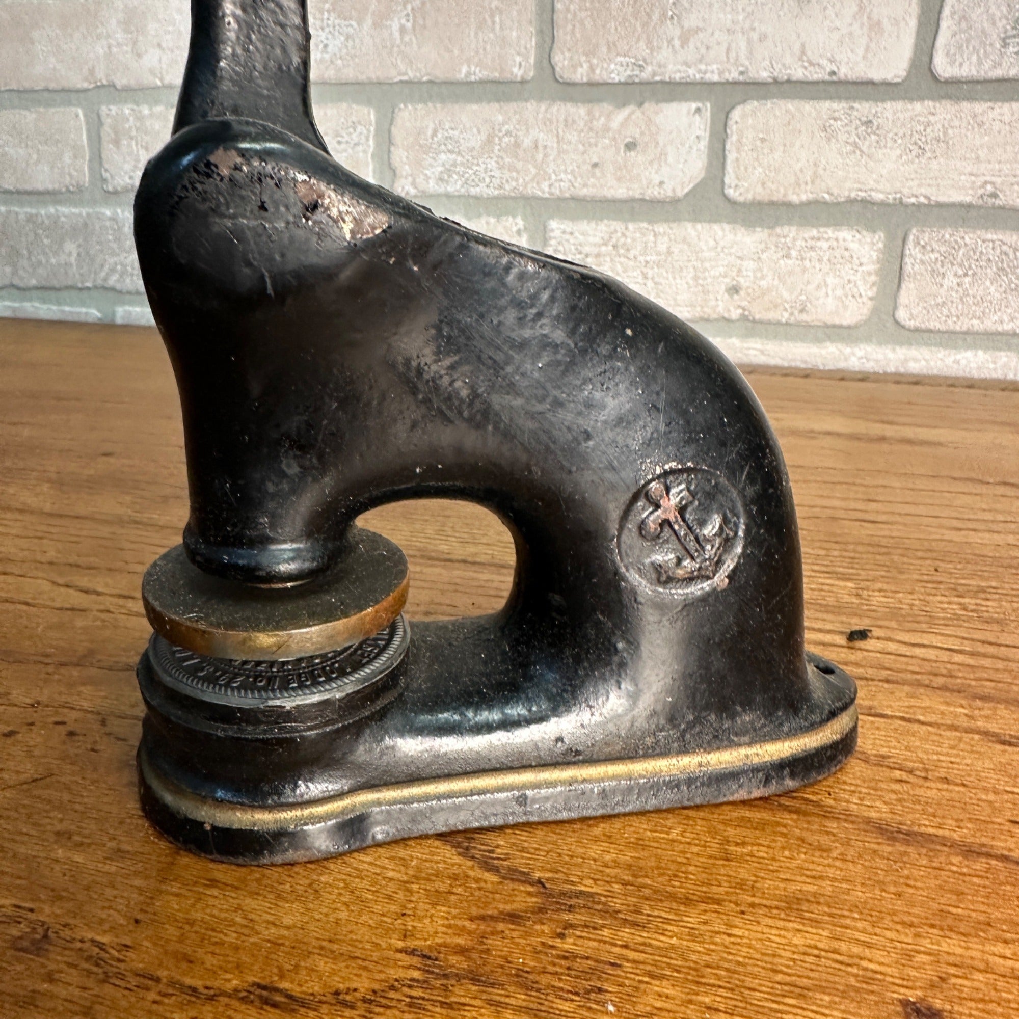 Antique Cast Iron Notary Stamp Seal -Rhinelander Wis Nordlyset Lodge S.F of A