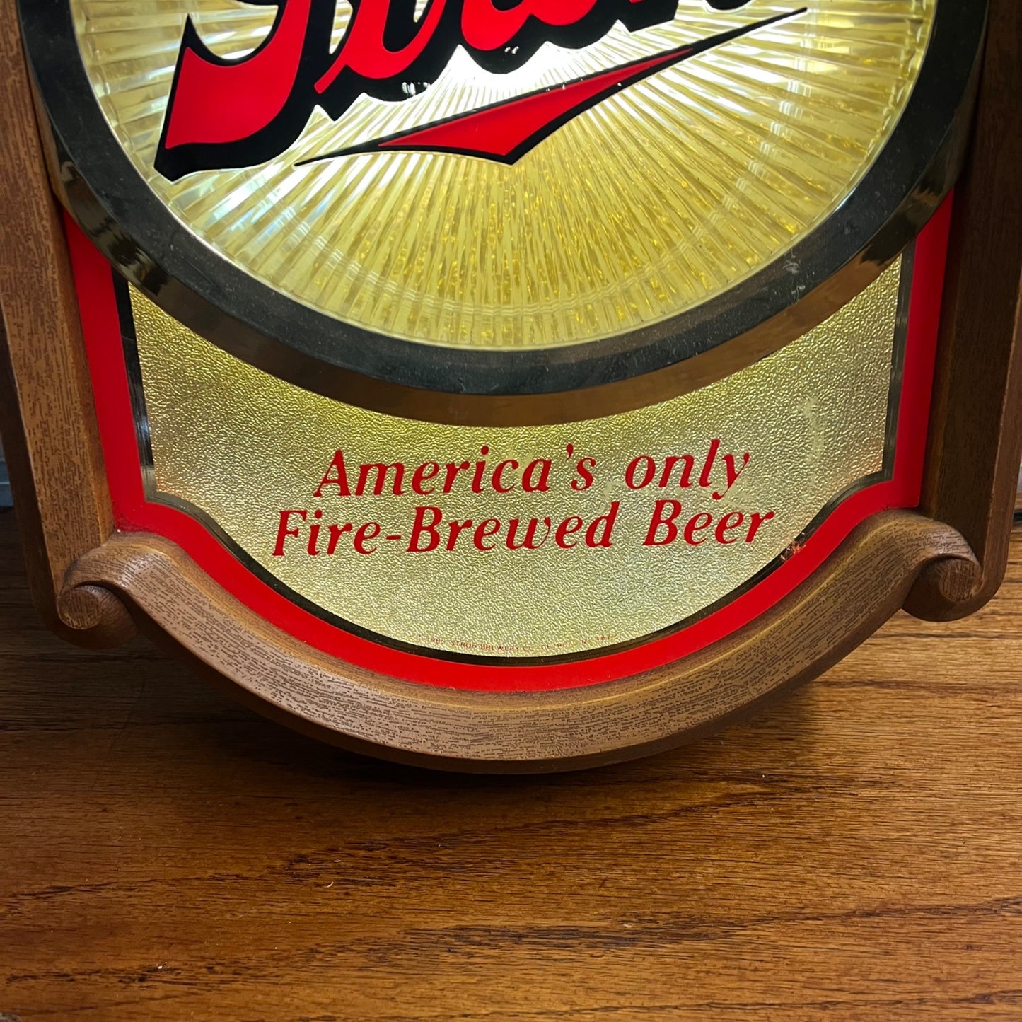 Vintage 1985 Stroh's Beer Lighted Bar Advertising Sign Motion Spinner - Works