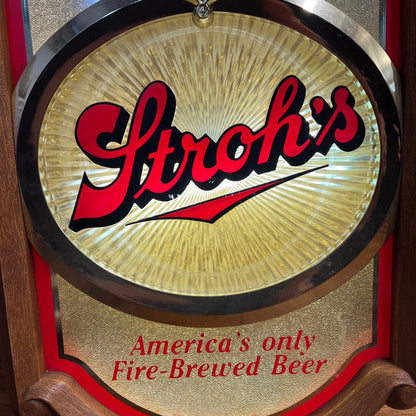 Vintage 1985 Stroh's Beer Lighted Bar Advertising Sign Motion Spinner - Works