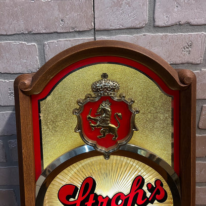 Vintage 1985 Stroh's Beer Lighted Bar Advertising Sign Motion Spinner - Works