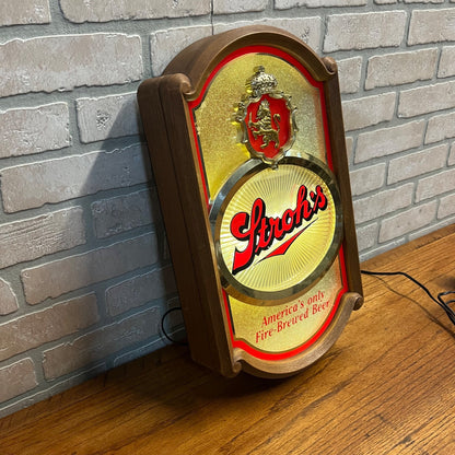 Vintage 1985 Stroh's Beer Lighted Bar Advertising Sign Motion Spinner - Works