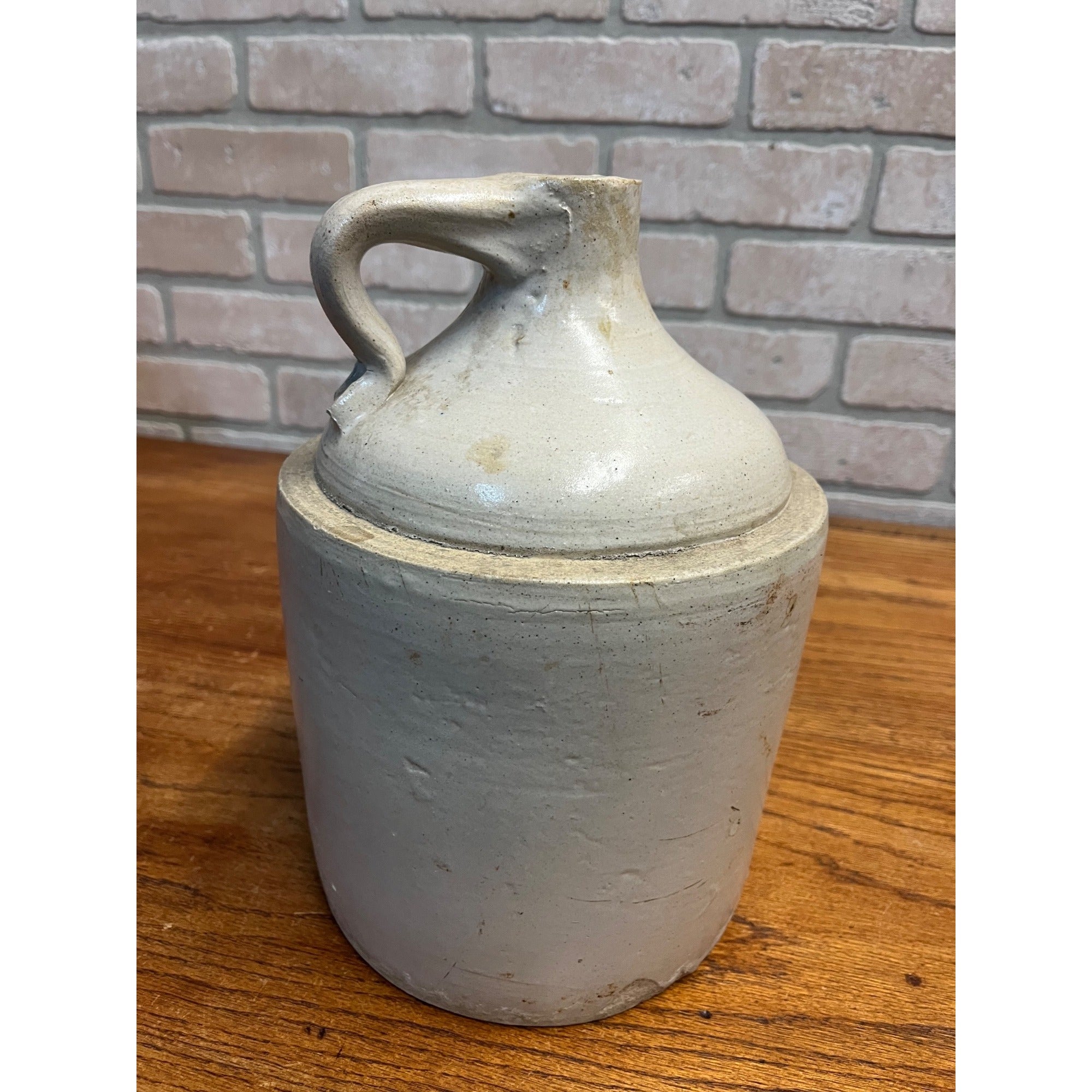 Antique Vintage White Stoneware Whiskey Jug Farmhouse Primitive Rustic Decor 11"