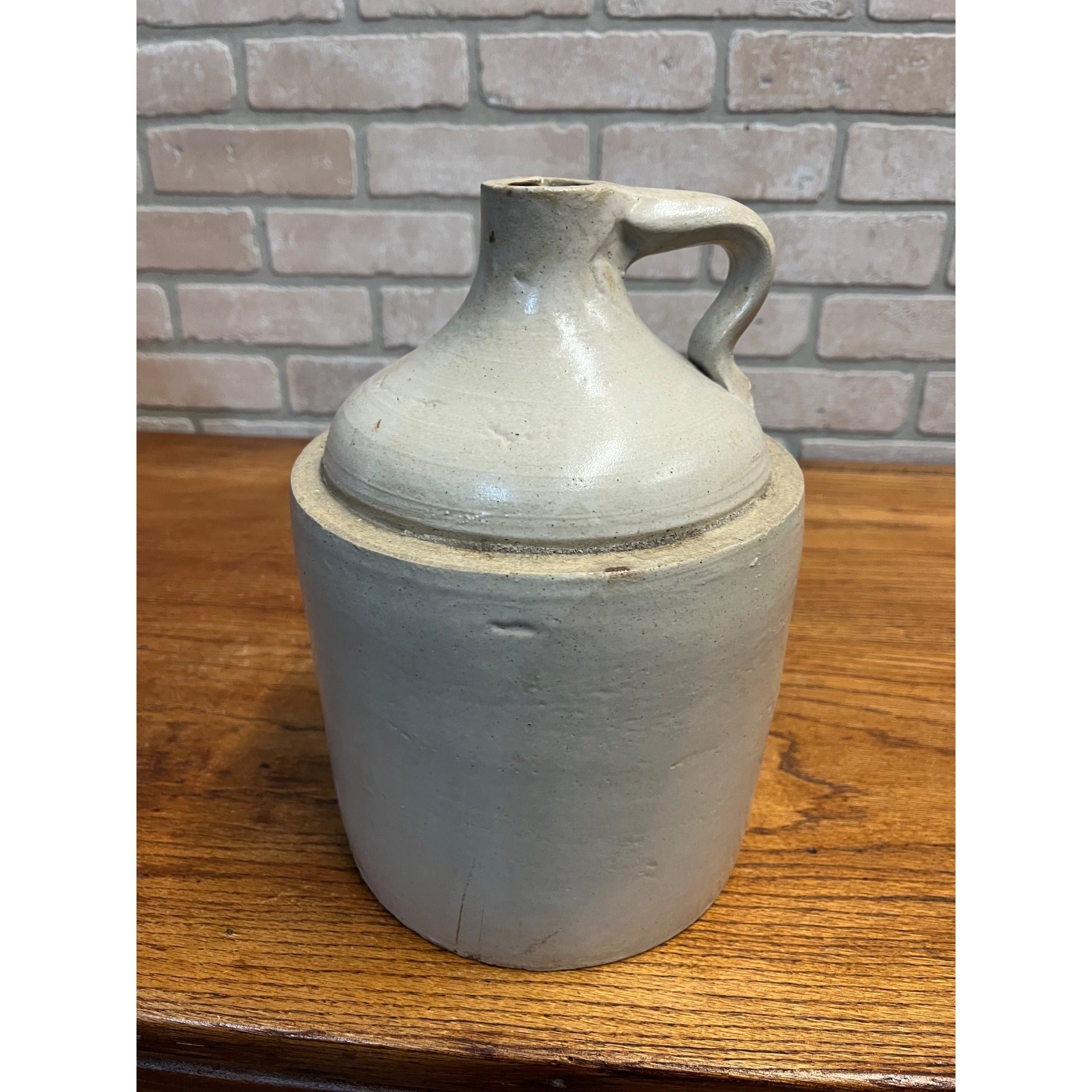 Antique Vintage White Stoneware Whiskey Jug Farmhouse Primitive Rustic Decor 11"