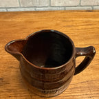 Vintage Stoneware Ceramic Pitcher Barrel Brown Beer Glazed