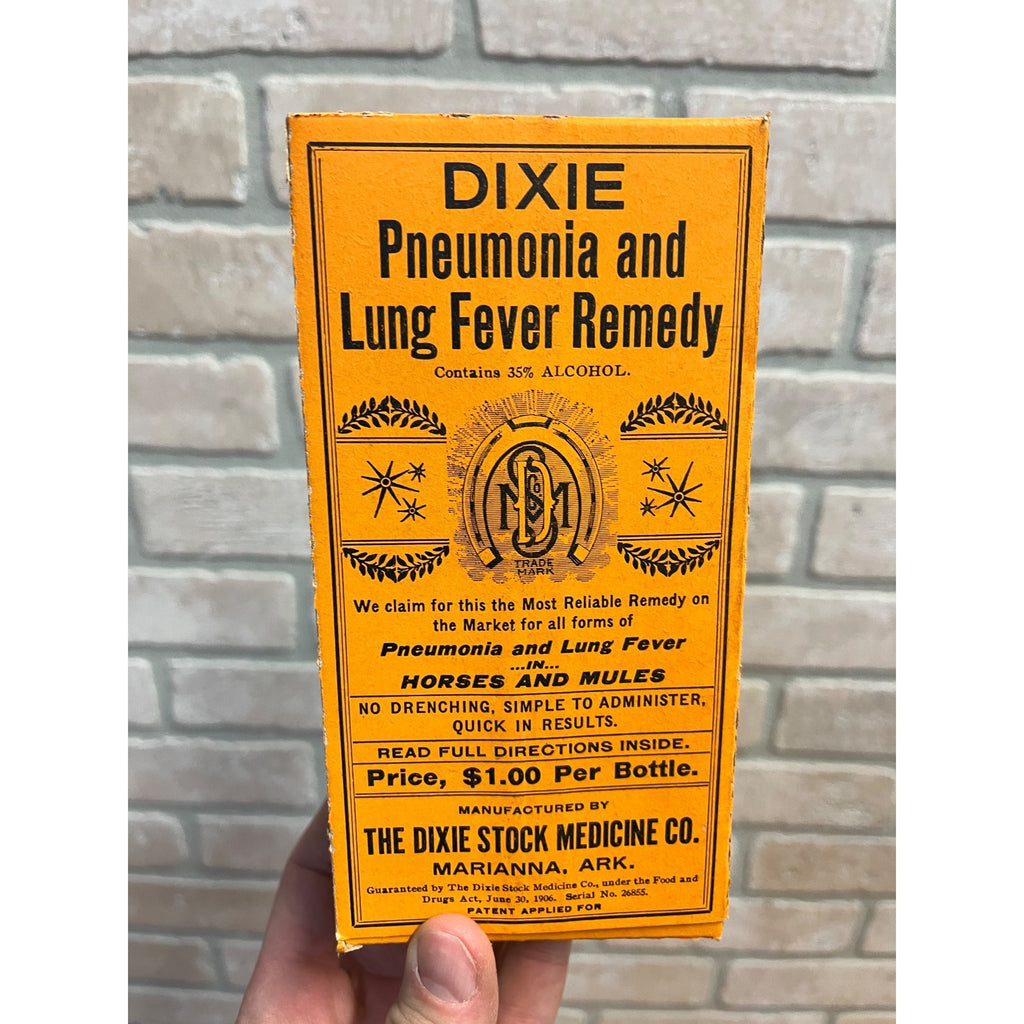 Vintage Dixie Stock Remedy Lung Fever Medicine Box Advertising Marianna AR
