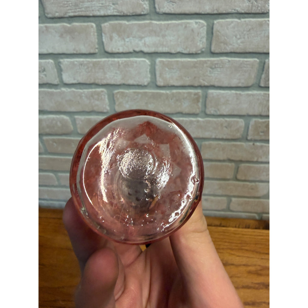 Vintage Pink Depression Glass Salt & Pepper Shakers With Metal Lids Ribbed Pattern