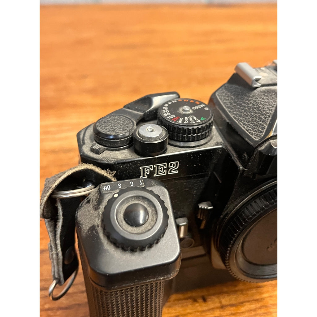 Nikon FE2 35mm SLR Film Camera Body Black w/ Samigon Motor Drive N-2TR Untested