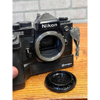 Nikon FE2 35mm SLR Film Camera Body Black w/ Samigon Motor Drive N-2TR Untested