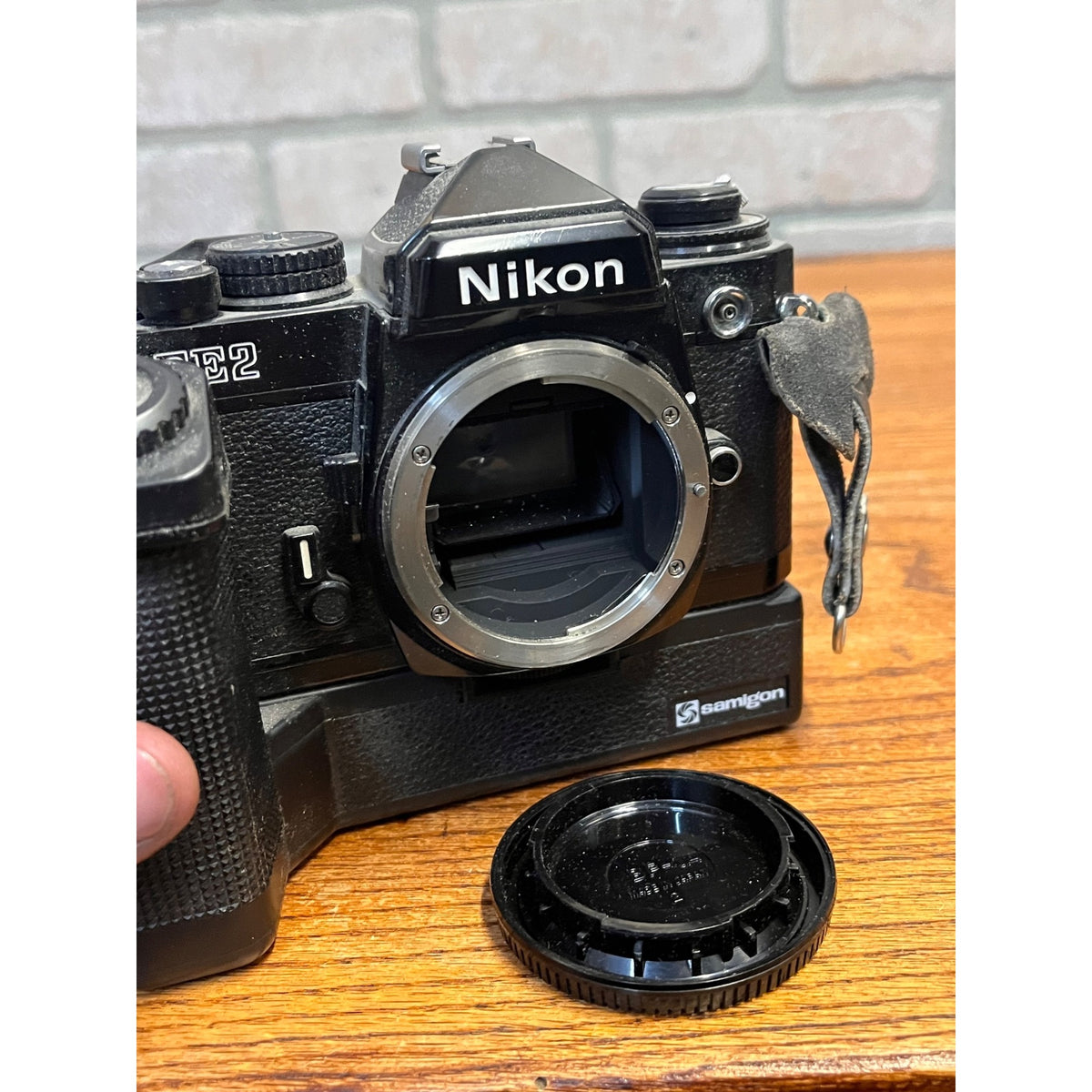 Nikon FE2 35mm SLR Film Camera Body Black w/ Samigon Motor Drive N-2TR Untested