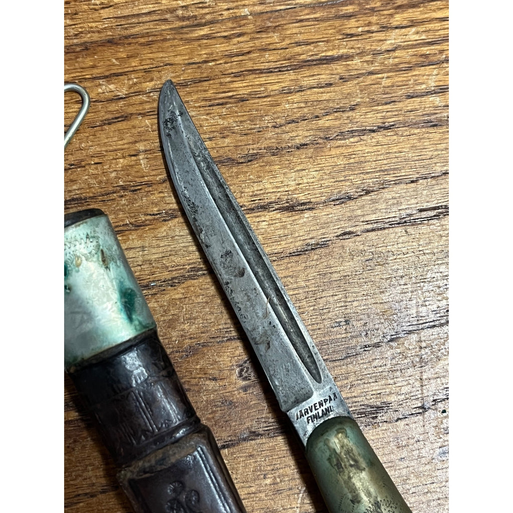 Vintage Iisakki Jarvenpaa Finland Puukko Knife w/ Leather Sheath Hunting 7.5"